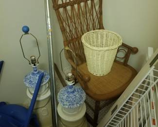 Table lamps; lovely rocking chair
