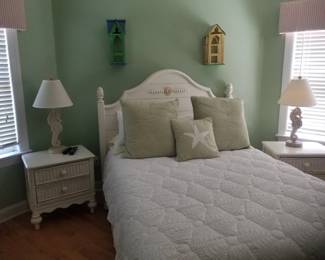 Queen bedroom suite: queen bed; two nightstands; dresser; mirror