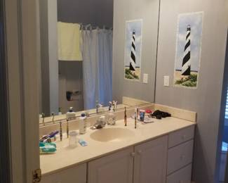 Bath vanity; mirror; vanity lights