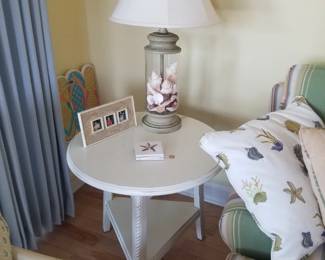 End table; table lamp