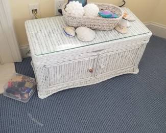 Wicker cupboard with glass top