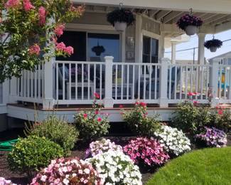 Vinyl railing; plants