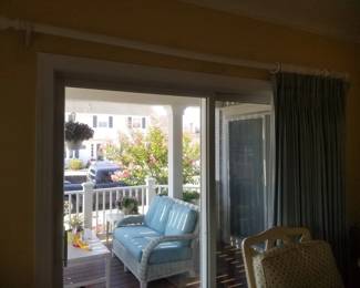 Sliding glass doors; curtains & rod