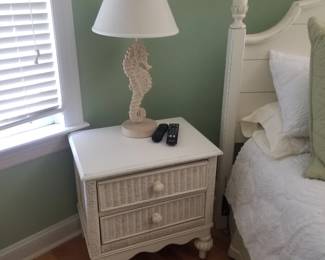 Queen bedroom suite: nightstand; sea horse table lamp