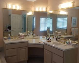 Bath vanity; mirrors; vanity lights