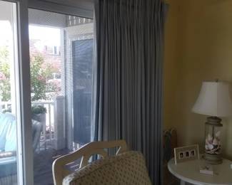 Sliding glass doors; curtains & rod