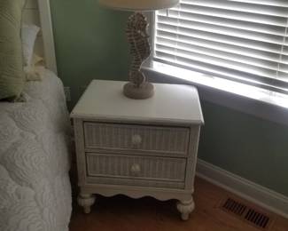 Queen bedroom suite: nightstand; sea horse table lamp