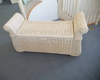 Wicker storage bench