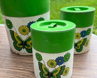 Mid century metal canisters