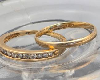 StackableRings10kChannelSetDiamond14kPlainBand