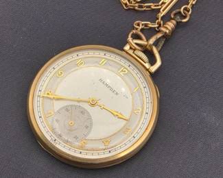 Hampden17JewelPocketWatchKeystone14KGoldCaseRead