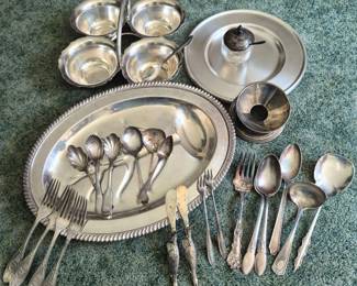 VintageAssortedSilverplateServingwareandFlatwareCollection
