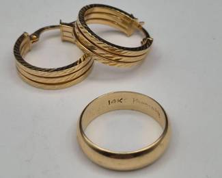 Vintage14KYellowGoldHoopEarringsKeepsakeBandRing