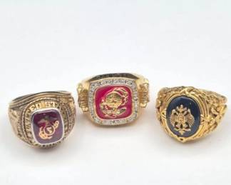 Lotof3MensMilitaryRingsGoldSterlingSilver10KEagle