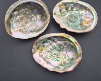  LargeNaturalAboloneShellTrio