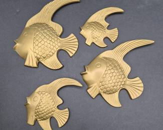 VintageBrassAngelFishWallDecorSet4Pieces