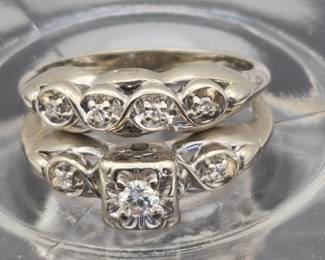 Vintage14kWhiteGoldSolderedWeddingRingSet