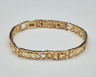 14KGoldNuggetPantherLinkBracelet153g