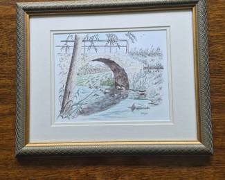 TheBridgeontheRiverQuietbyMaryseProctorPenInkDrawing
