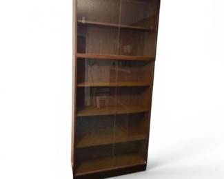Tall Dark Wood Glass Front Cabinet