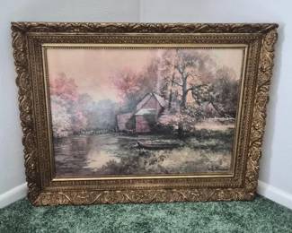RobertWoodBoathousePrintinOrnateGoldGiltWoodFrame