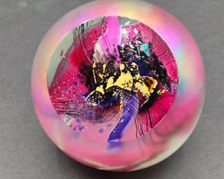 Glass Eye Iridescent Paperweight