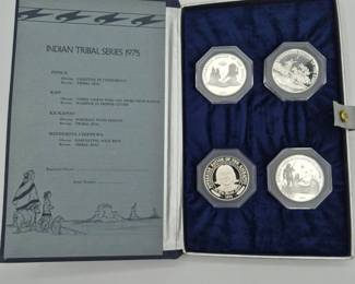 1975IndianTribalSeries999SilverMedalsSetofFour