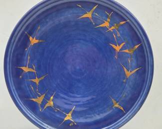Large Blue Glazed Pottery Platter