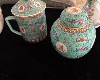 Chinese Ginger Jar and Matching Cup