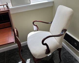 Queen Ann high back upholstered chairs