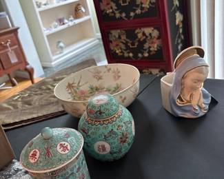Chinese Familla Rose Tea Mug and Ginger Jar