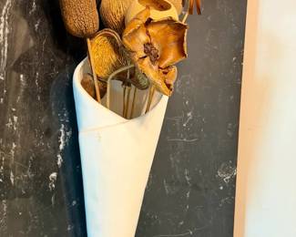 Pottery Barn Wall Pocket With Faux Florals