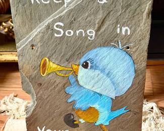 Keep A Song In Your Heart Painted Slate Hanging