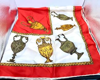 Vintage Hand-Sewn Scarf With Urn Motif