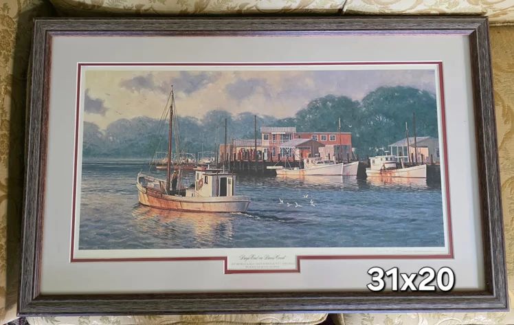 "Day's End on Davis Creek", signed and numbered framed print by John Morton Barber. One of 16 John Barber prints in auction