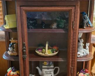 Vintage wall shelf curio and miniature collectibles
