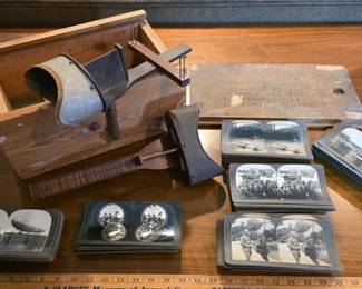 Two stereoscopes with very extensive collection of slides, most are WW1 photos