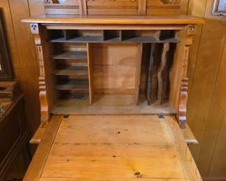 Eastlake oak tilt-front desk