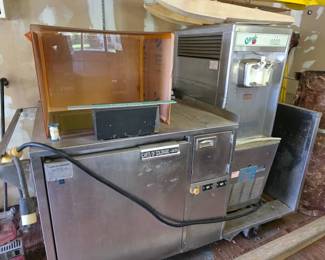 Colombo branded soft serve ice cream machine on stainless steel cart, includes diesel generator