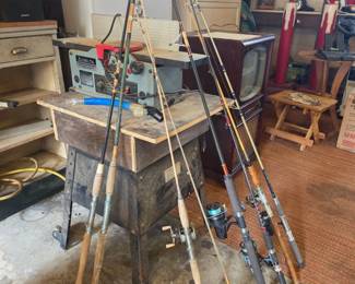 Vintage fishing rods and reels