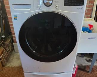 White LG ThinQ front load washer