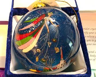 Reverse painted glass Christmas ornament
