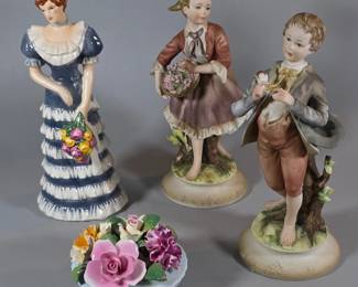 Staffordshire and Goebel porcelain and bisque figures