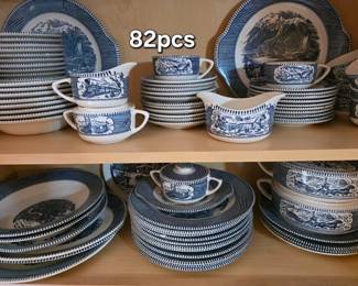 Large lot of Currier & Ives dishes