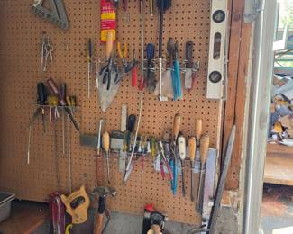 105 WallofAssortedHandToolsPlasticToolBoxLot