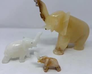 75 Setof3CarvedStoneElephantFigurines