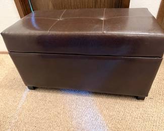 138 BrownVinylStorageOttomanBench