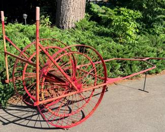 6 AntiqueHandDrawnFireHoseReelCart