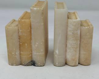 90 AlabasterStoneBookShapedBookends