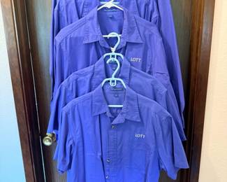 24 13BlueEmbroideredButtonUpTShirtUniformShirts